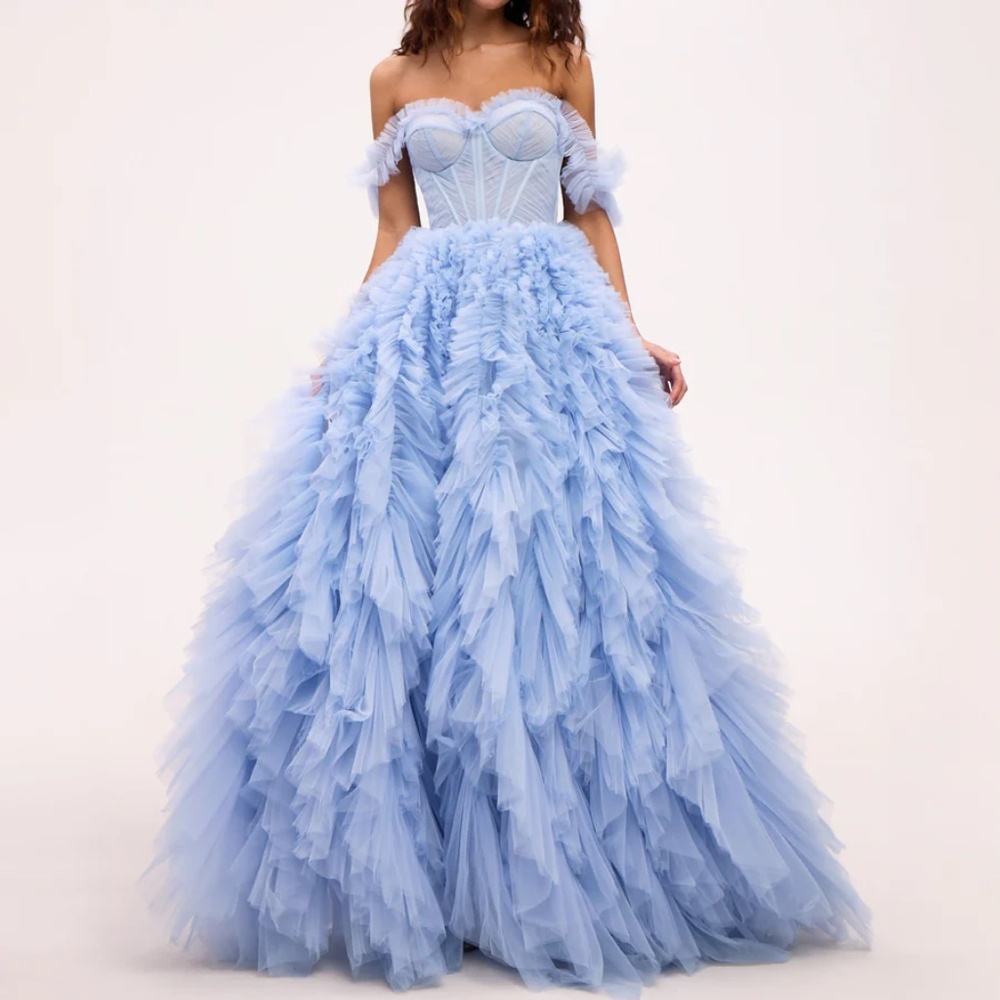 Milla Light Blue All Ruffled Up Evening Fluffy Dress